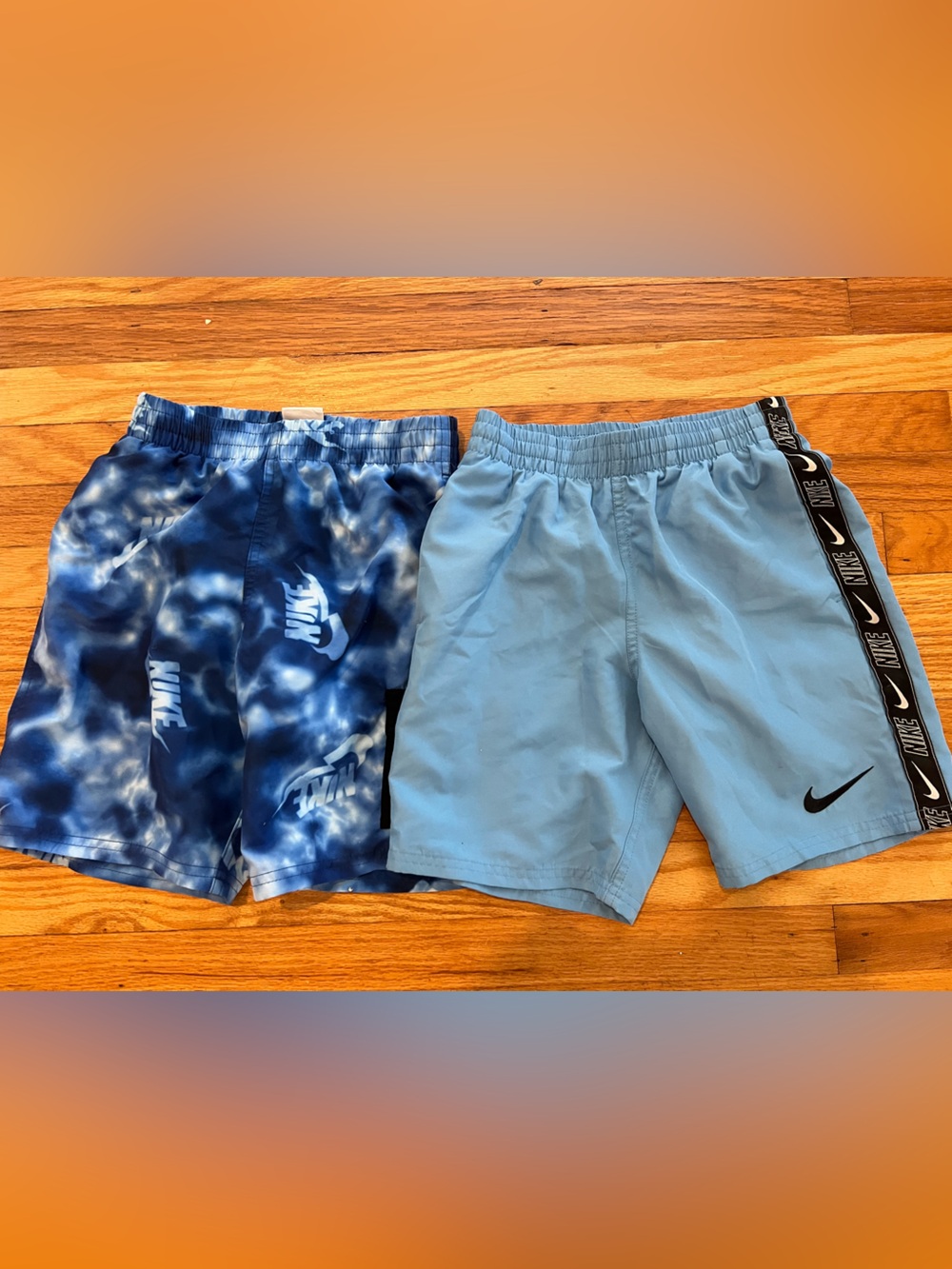 Nike Boys' Blue Tie-Dye and Light Blue Bathing Suits Set of 2 size small